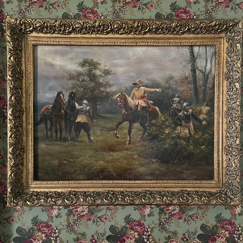 “The Boscobel Oak” reproduction oil on canvas - signed. 51x41