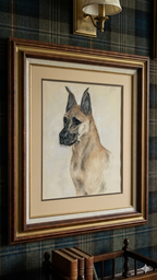 Vintage Original Pastel Great Dane Portrait by Eve Myles