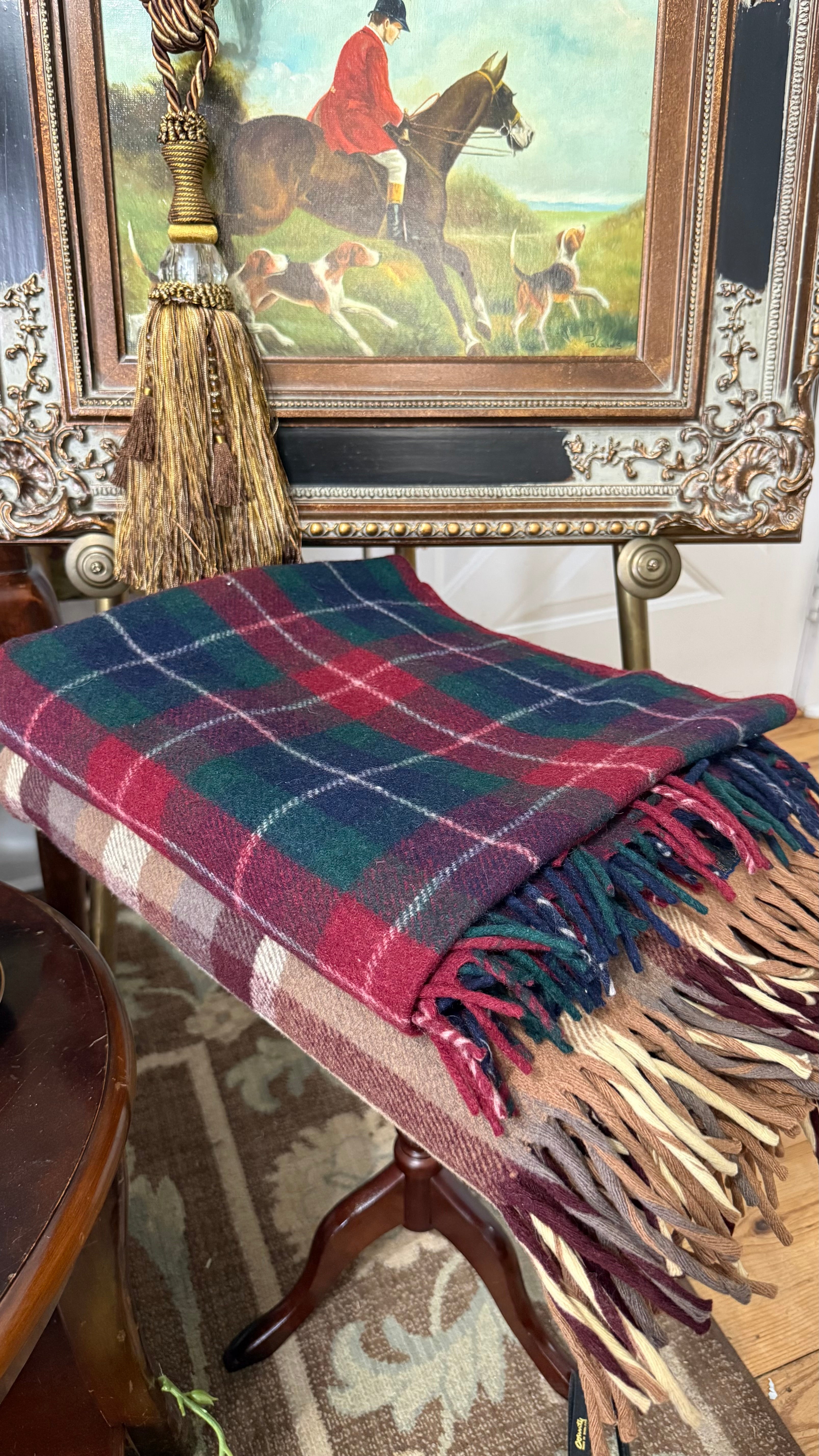 Vintage wool plaid throw