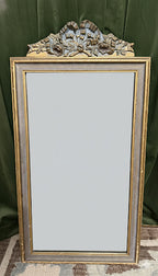Elegant Vintage Gold Gilt Ribbon Hand Carved Wooden Mirror