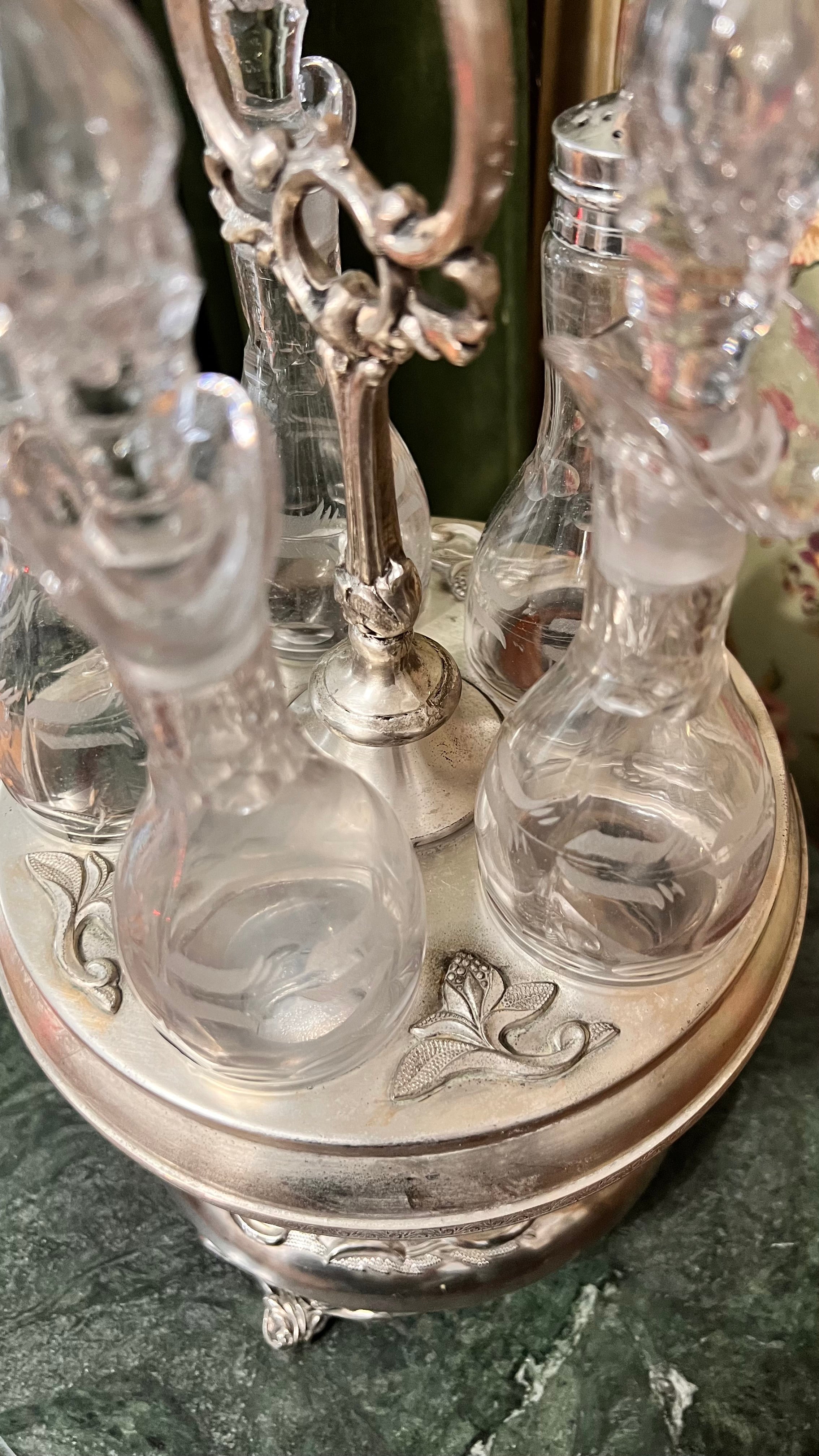 Antique silver plated cruet