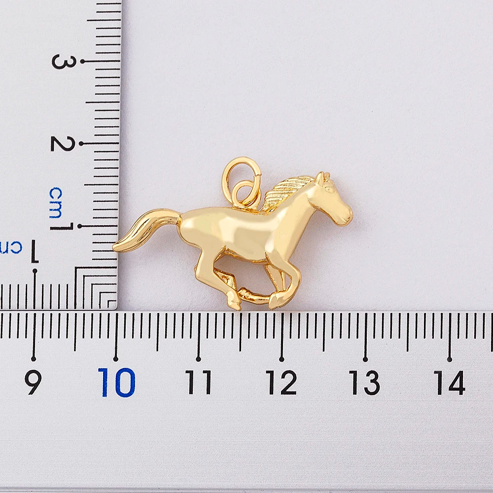 Gold Plated Running Horse Pendant Necklace