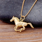 Gold Plated Running Horse Pendant Necklace