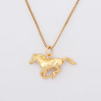 Gold Plated Running Horse Pendant Necklace