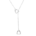 100% 925 Sterling Silver Lariat Necklace | Equestrian Stirrup Pendant