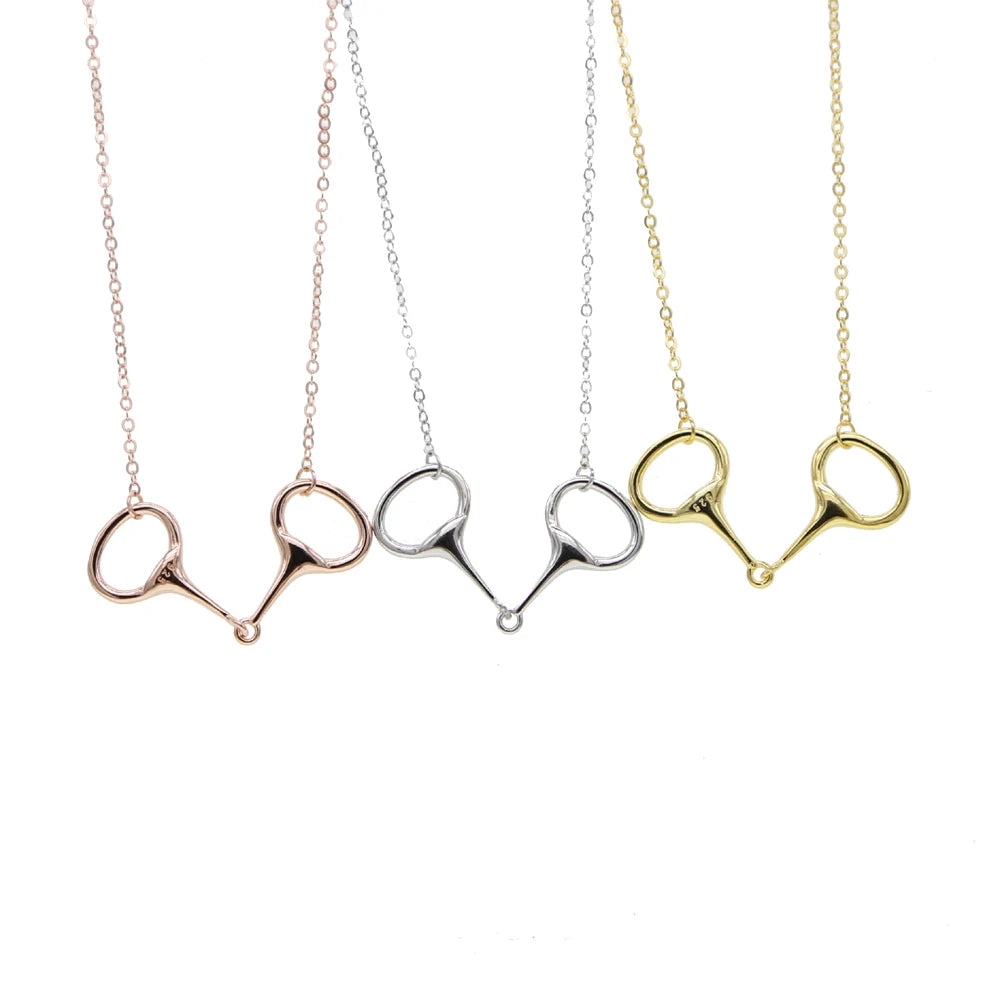 100% 925 Sterling Silver Lariat Necklace | Equestrian Stirrup Pendant