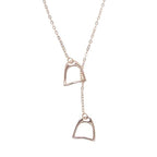 100% 925 Sterling Silver Lariat Necklace | Equestrian Stirrup Pendant