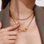 Gold Chain Necklace Horseshoe Buckle Design