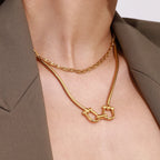 Gold Chain Necklace Horseshoe Buckle Design