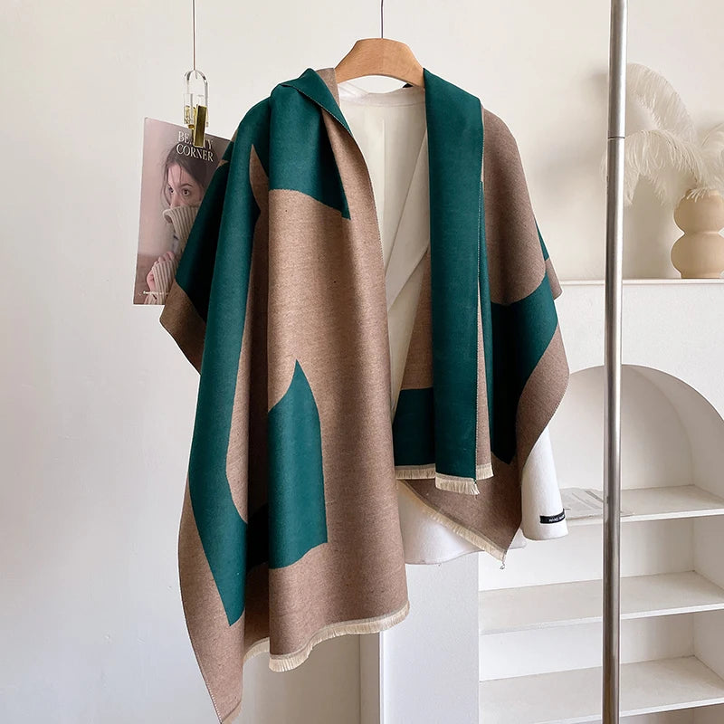 Luxury Double-Sided Blanket Scarf | Classic Horse Print