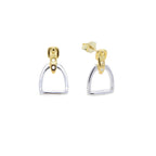 925 Silver Stirrup Stud Earrings Minimalist Pave Zircon Fine Jewelry