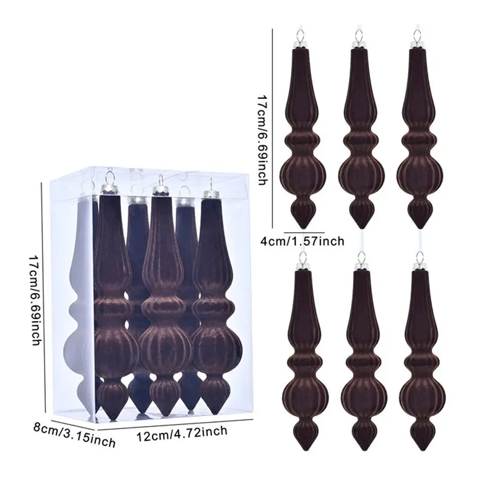 6pcs Baroque Drop Velvet Ornaments