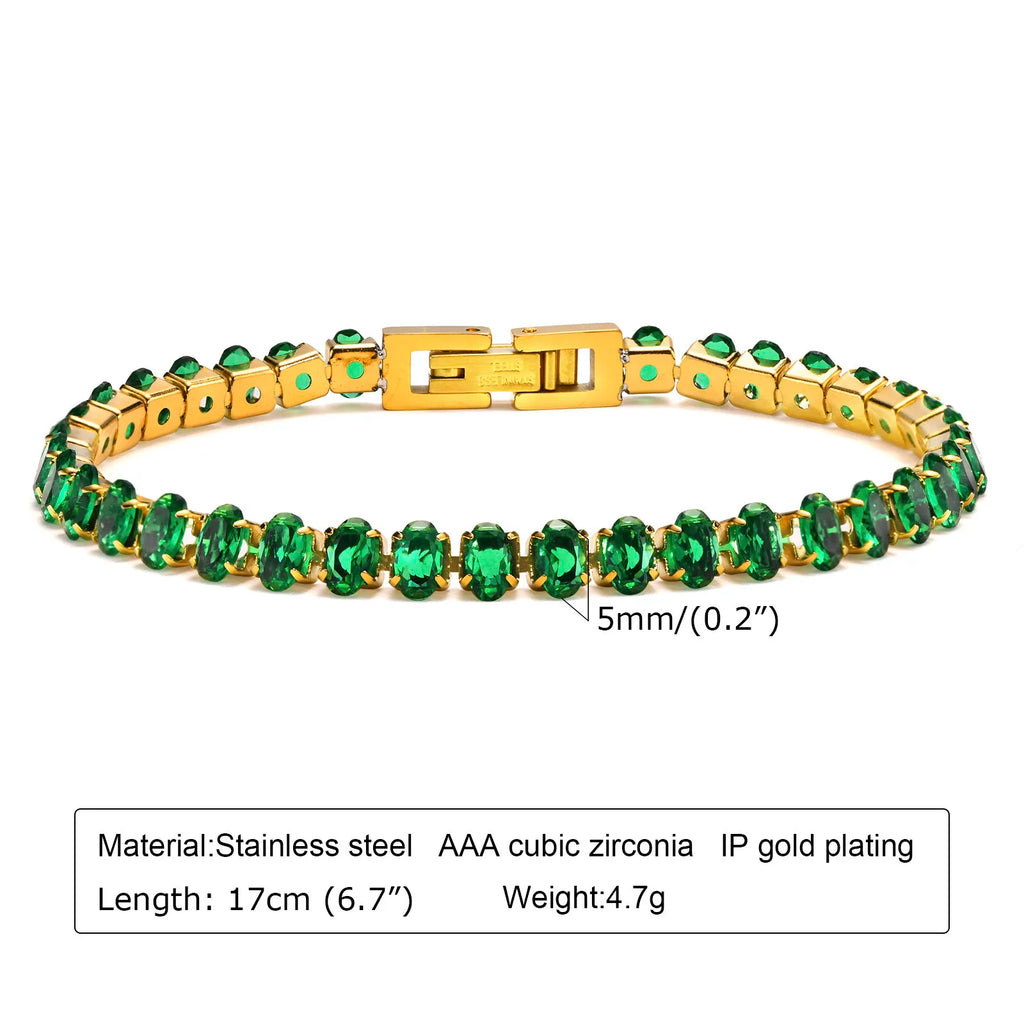 Retro Gold-Toned Green Zirconia Necklace | Pave Pendant Classic Luxury Jewelry
