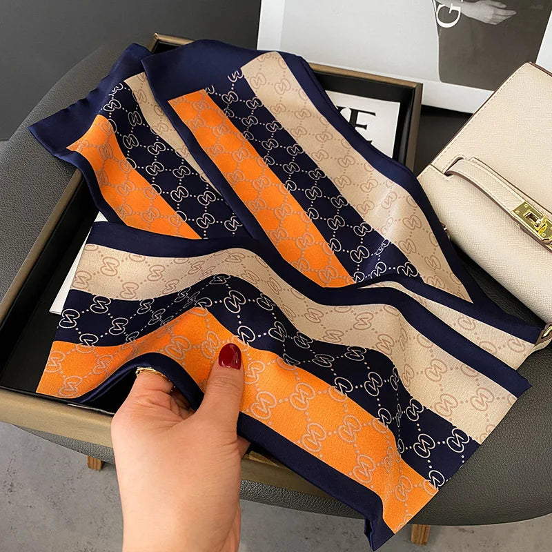 Printed Skinny Scarf in Silky Satin | Versatile Headband & Neck Tie Accessory