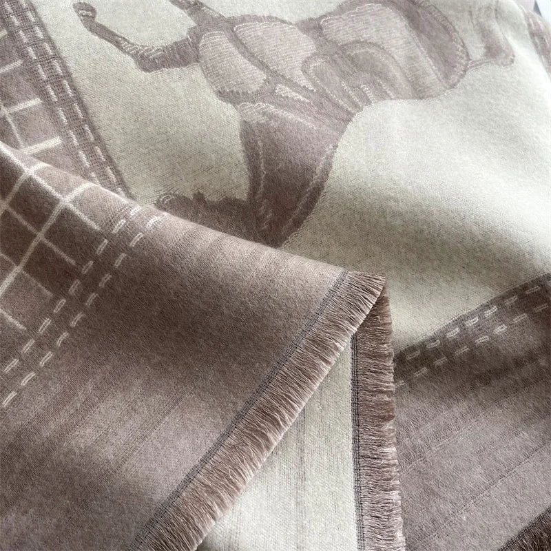 Oversized Equestrian Print Blanket Scarf