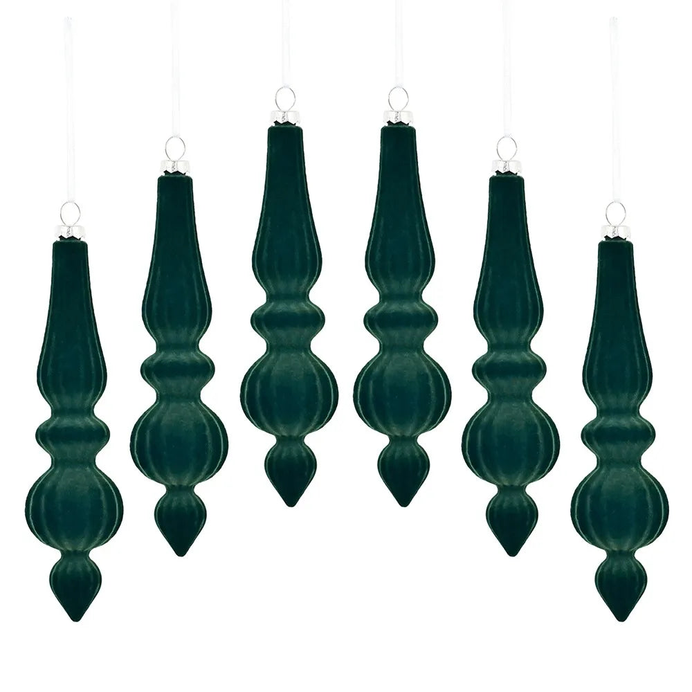 6pcs Baroque Drop Velvet Ornaments