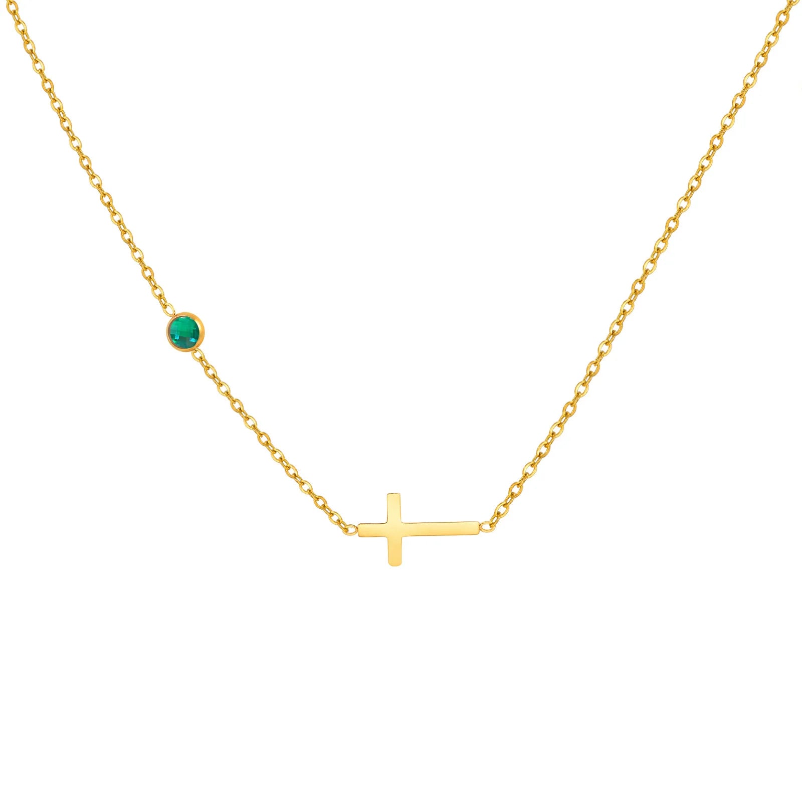 Retro Gold-Toned Green Zirconia Necklace | Pave Pendant Classic Luxury Jewelry