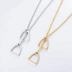 Long Gold Chain Necklace | Horseshoe & Stirrup Pendant