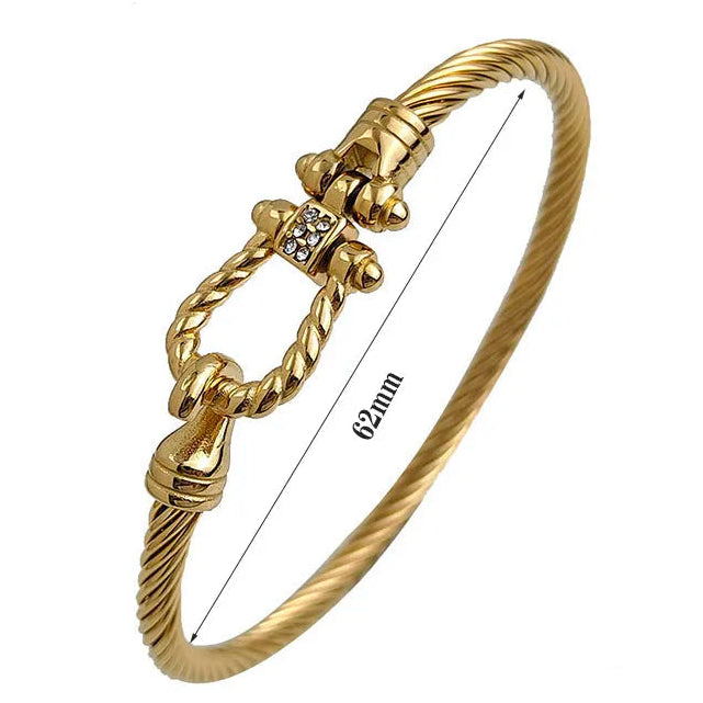 Timeless 18K Gold Plated 'Sailor's Knot' Bangle Bracelet | Classic Pave Clasp and Exquisite Design