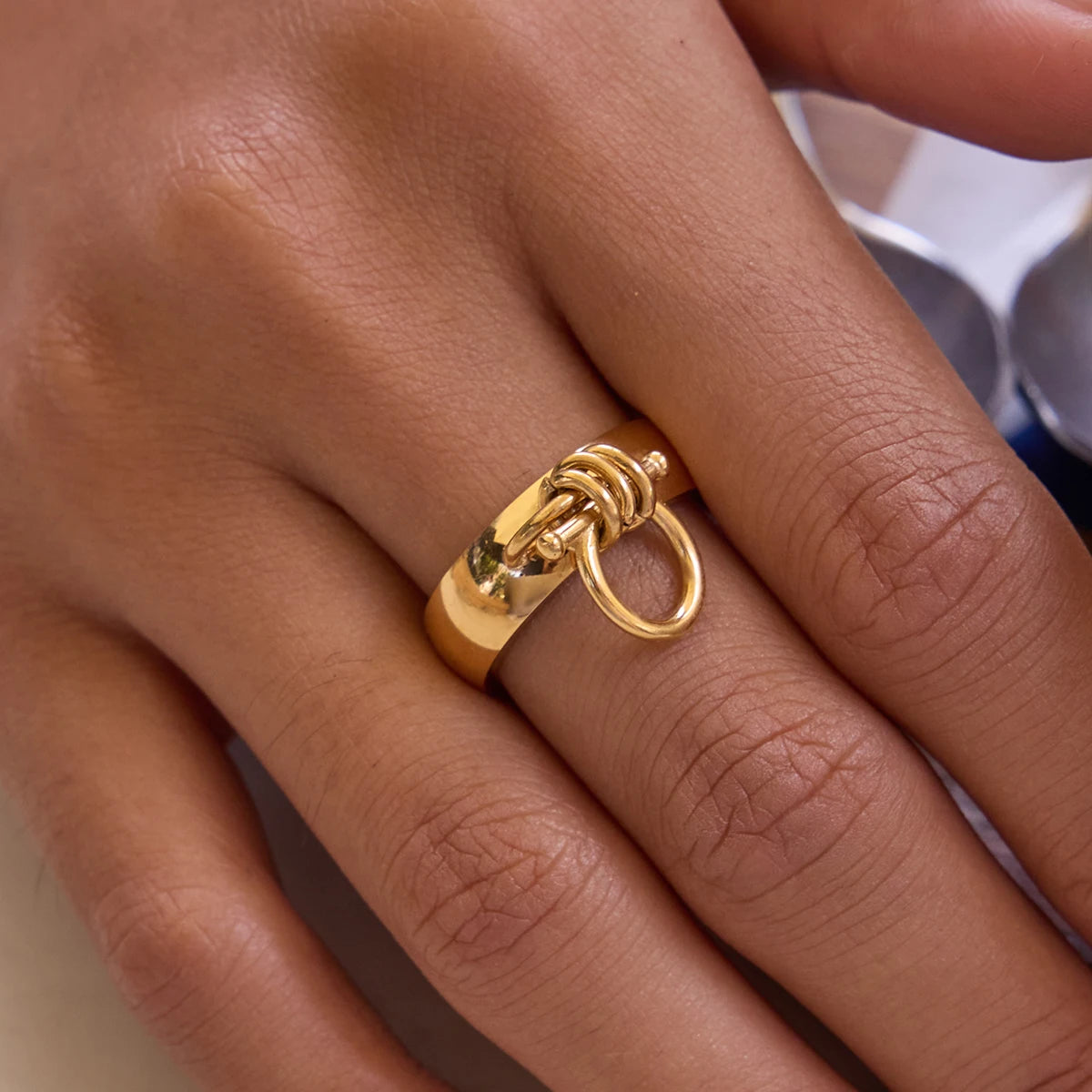 Wide Arc Equestrian Ring 18K Gold Plated | Minimalist Statement Sculpture Jewelry