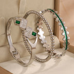 3pc Bangle Set Gold-Toned | Emerald Green Zirconia