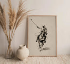 Horse Rider Polo Etching Print on Canvas Sport Equestrian Gallery