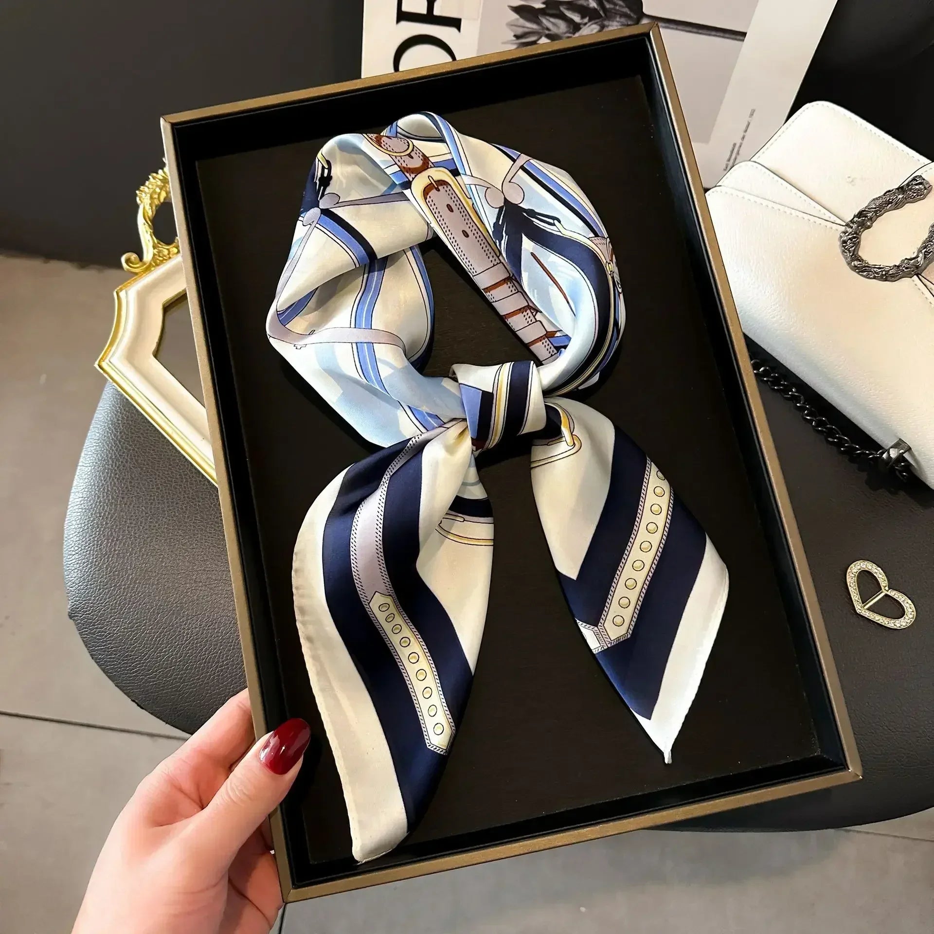 Luxury Printed Square Scarf | Versatile Classic Design