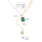 Lariat Y-Necklace Gold-Toned | Emerald Zirconia Pendant