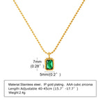 Retro Gold-Toned Green Zirconia Necklace | Pave Pendant Classic Luxury Jewelry