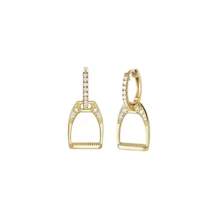 Mini Stirrup Hoop Earrings  925 Silver 100% | Pave Zircon Fine Equestrian Jewelry