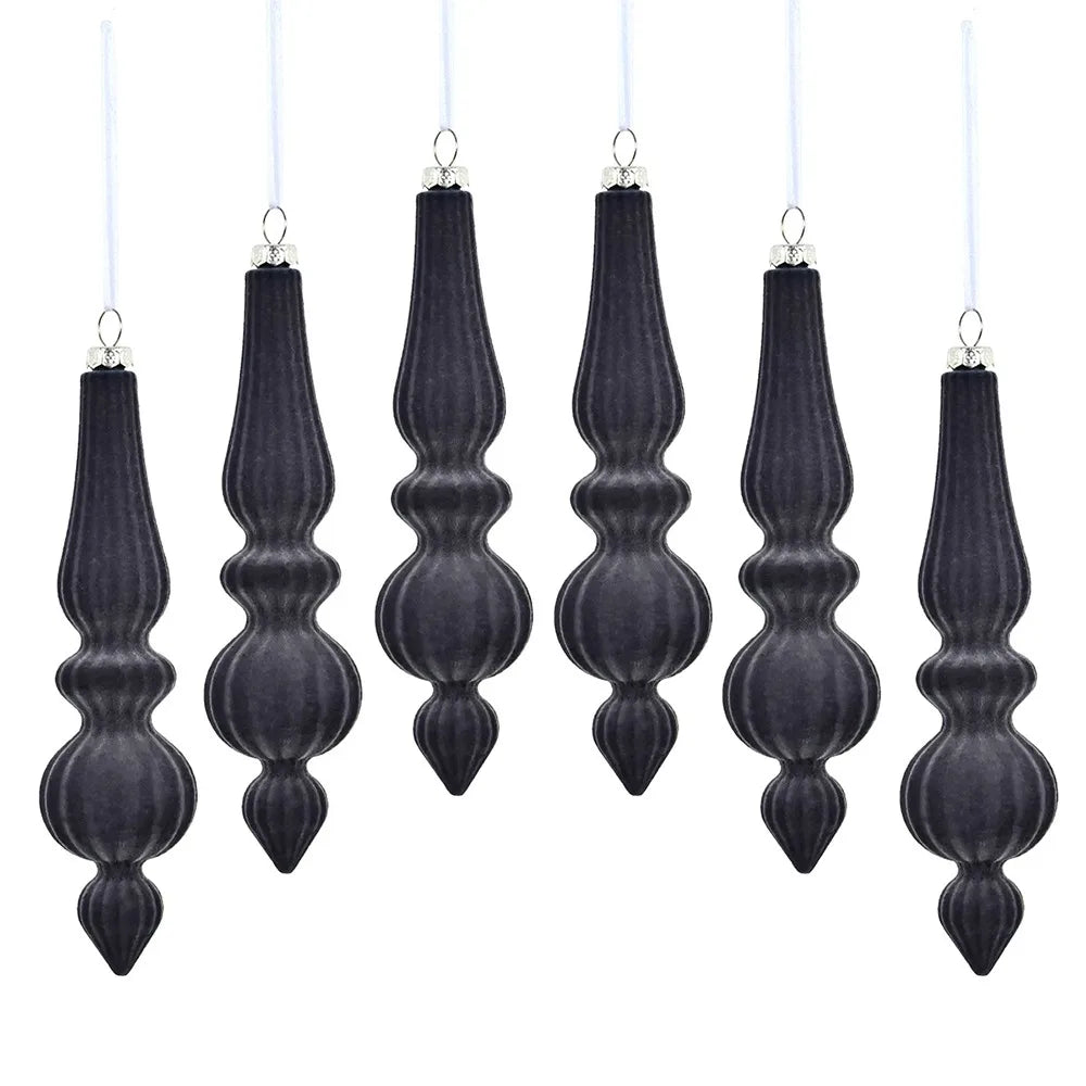 6pcs Baroque Drop Velvet Ornaments