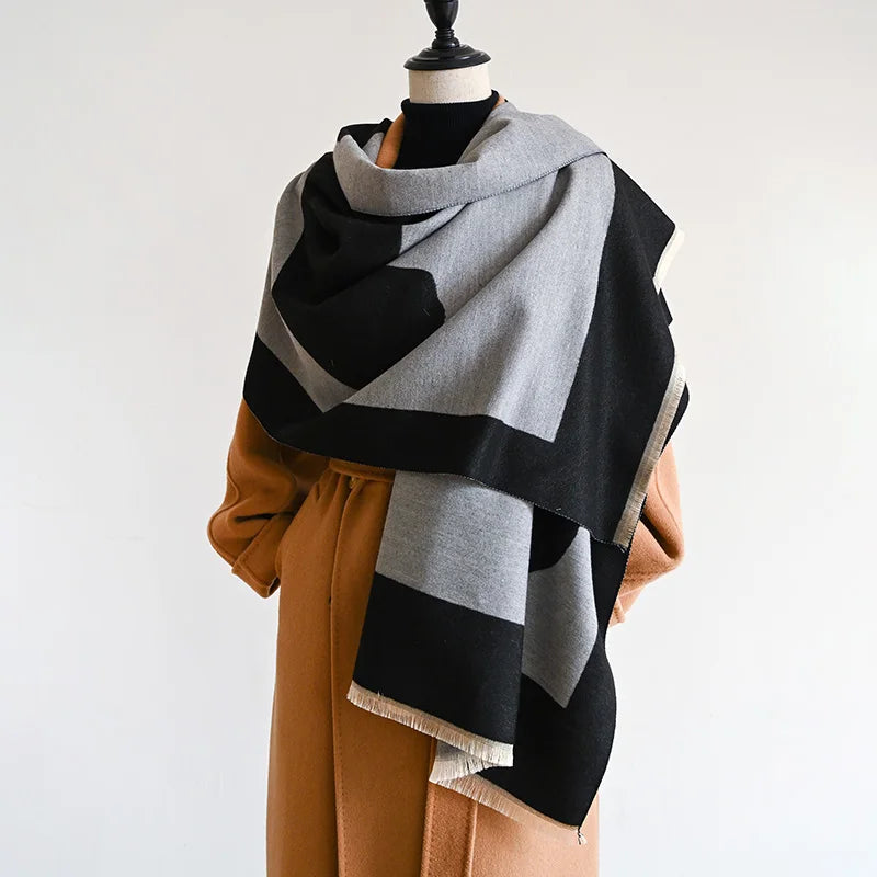 Luxury Double-Sided Blanket Scarf | Classic Horse Print