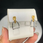 925 Silver Stirrup Stud Earrings Minimalist Pave Zircon Fine Jewelry