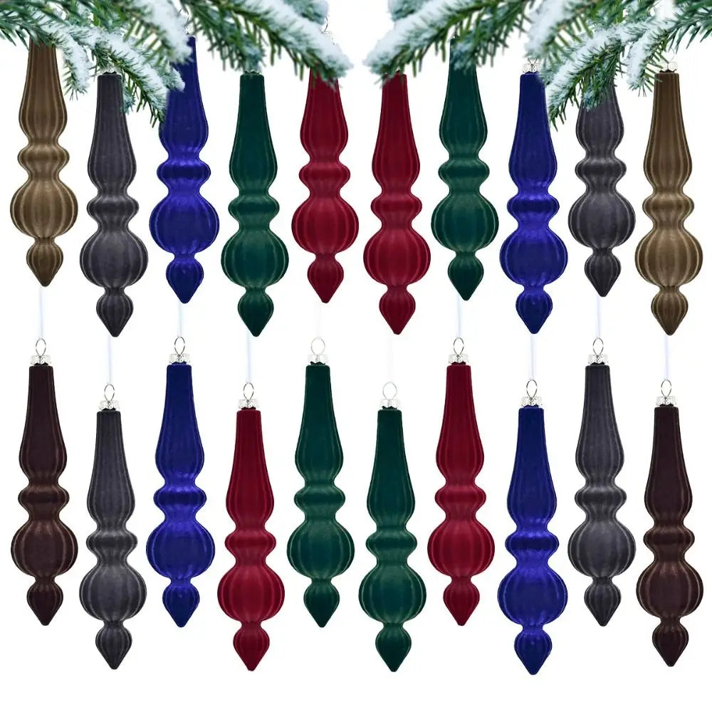 6pcs Baroque Drop Velvet Ornaments