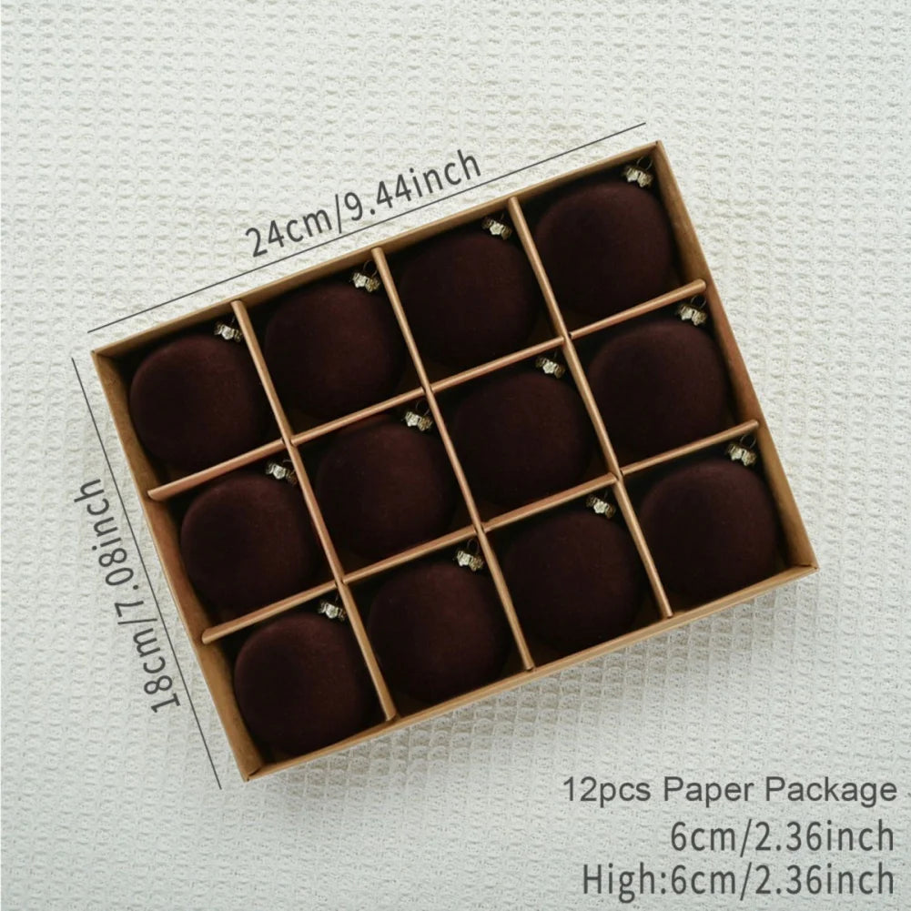 12pcs/box Velvet Christmas Ball Pendant 8cm Christmas Tree Ornaments