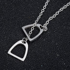 Long Gold Chain Necklace | Horseshoe & Stirrup Pendant