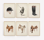 Horse Rider Polo Etching Print on Canvas Sport Equestrian Gallery