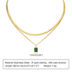Retro Gold-Toned Green Zirconia Necklace | Pave Pendant Classic Luxury Jewelry