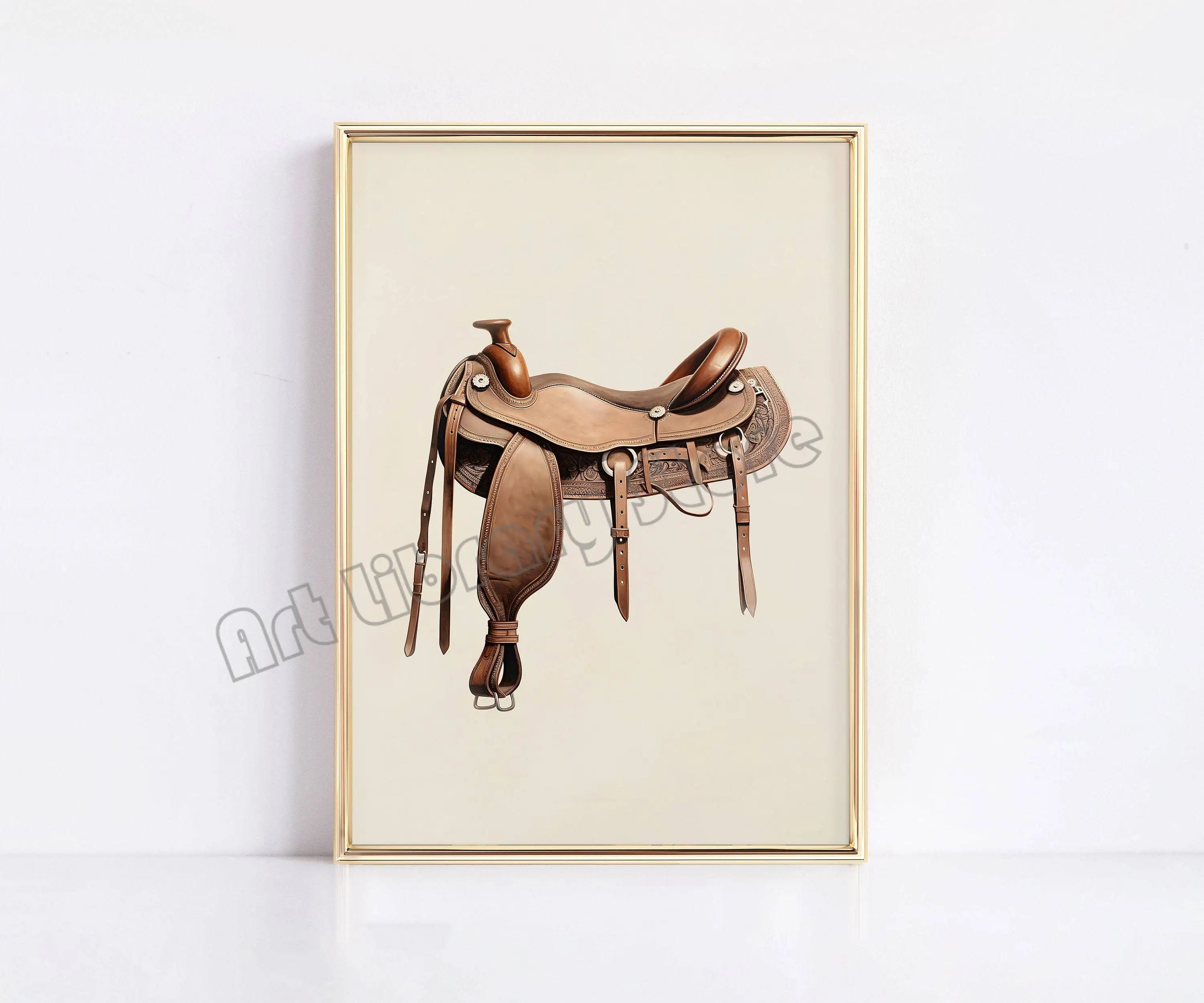 Horse Rider Polo Etching Print on Canvas Sport Equestrian Gallery