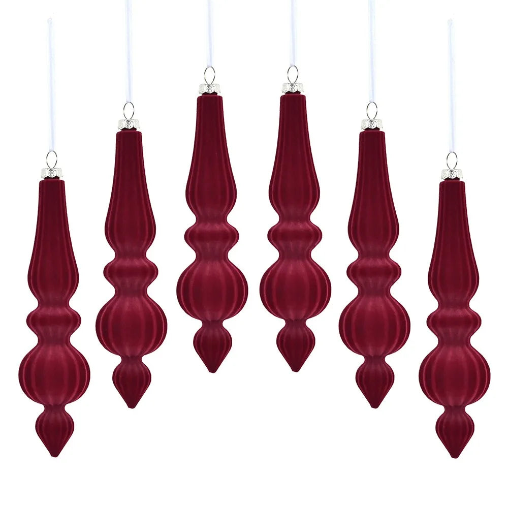 6pcs Baroque Drop Velvet Ornaments