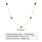 Retro Gold-Toned Green Zirconia Necklace | Pave Pendant Classic Luxury Jewelry