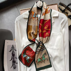Printed Skinny Scarf in Silky Satin | Versatile Headband & Neck Tie Accessory