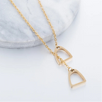 Long Gold Chain Necklace | Horseshoe & Stirrup Pendant