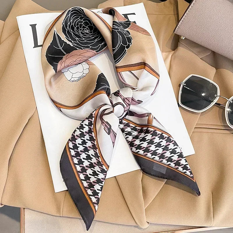 Luxury Printed Square Scarf | Versatile Classic Design