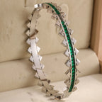 3pc Bangle Set Gold-Toned | Emerald Green Zirconia