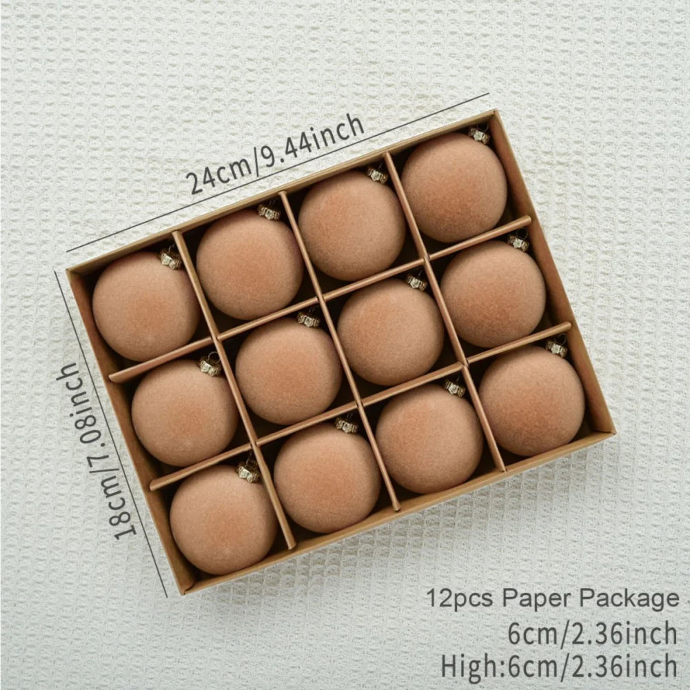 12pcs/box Velvet Christmas Ball Pendant 8cm Christmas Tree Ornaments