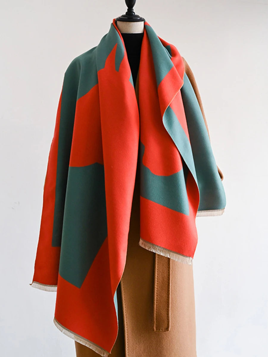 Luxury Double-Sided Blanket Scarf | Classic Horse Print