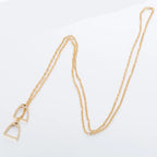 Long Gold Chain Necklace | Horseshoe & Stirrup Pendant