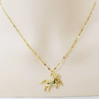 Gold Horse Pendant Necklace Pave Zircon