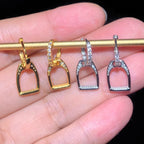 Mini Stirrup Hoop Earrings  925 Silver 100% | Pave Zircon Fine Equestrian Jewelry